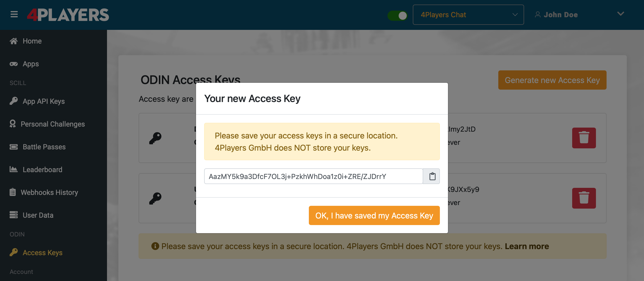 Your new individual access key