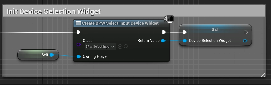 Initializing the device selection widget in the player controller.